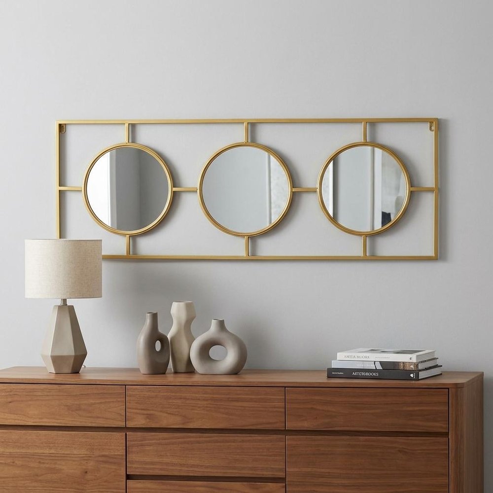 16" Gold Iron Framed Accent Mirror