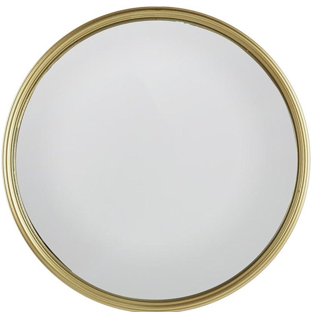 15" Gold Round Iron Textured Framed Accent Mirror