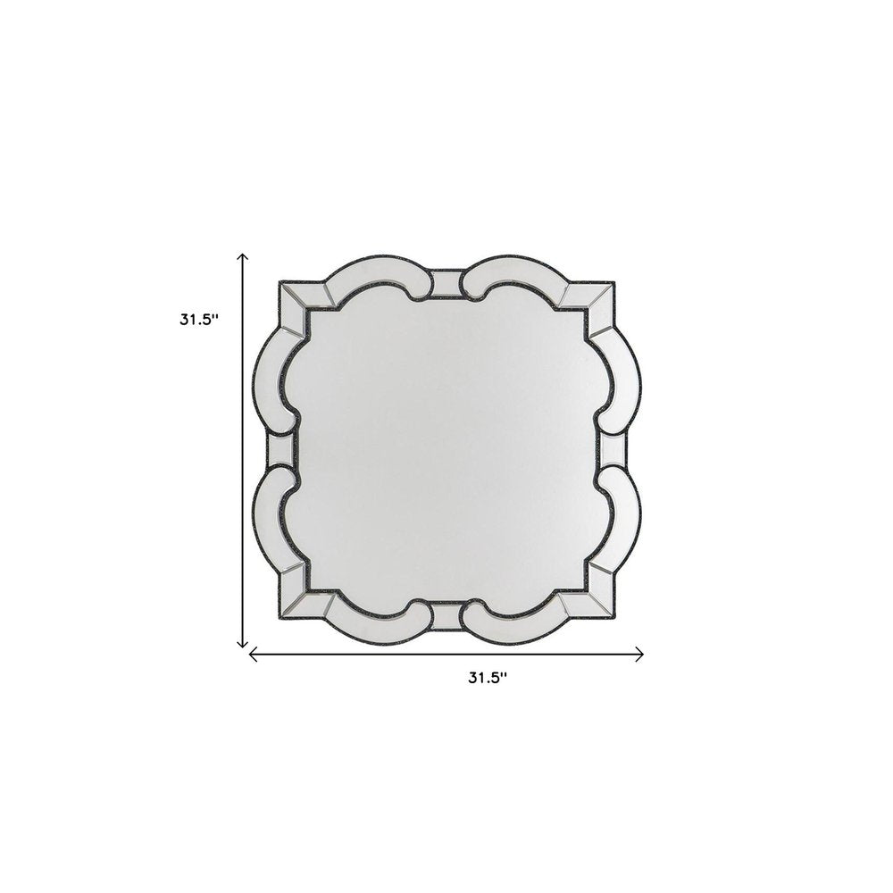 32" Clear Scalloped Glass Framed Accent Mirror