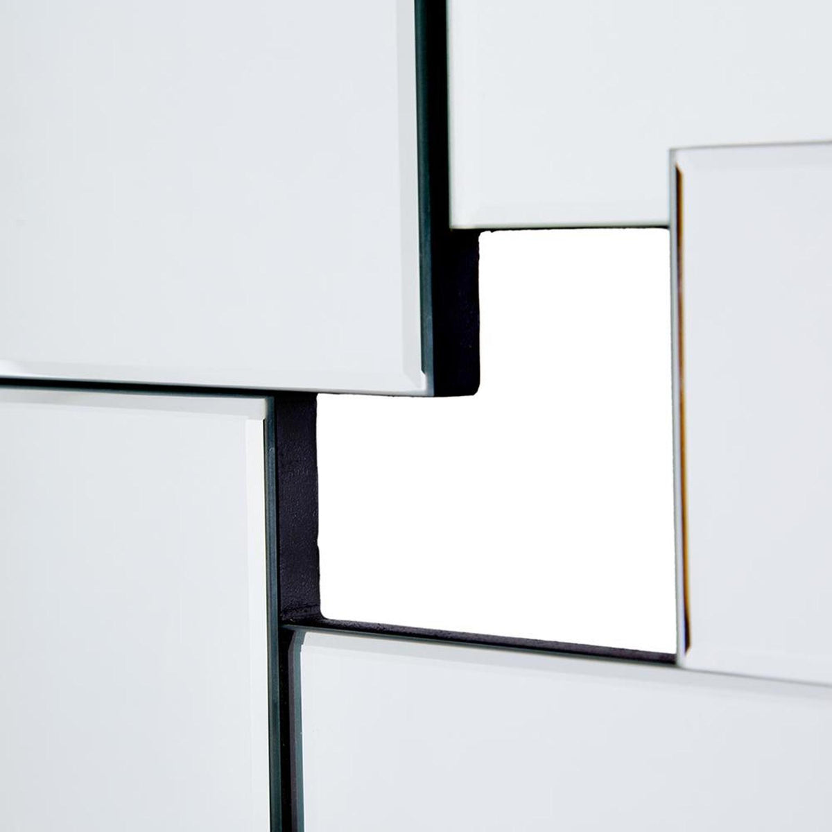 30" Clear Abstract Glass Contemporary Panels Unframed Accent Mirror