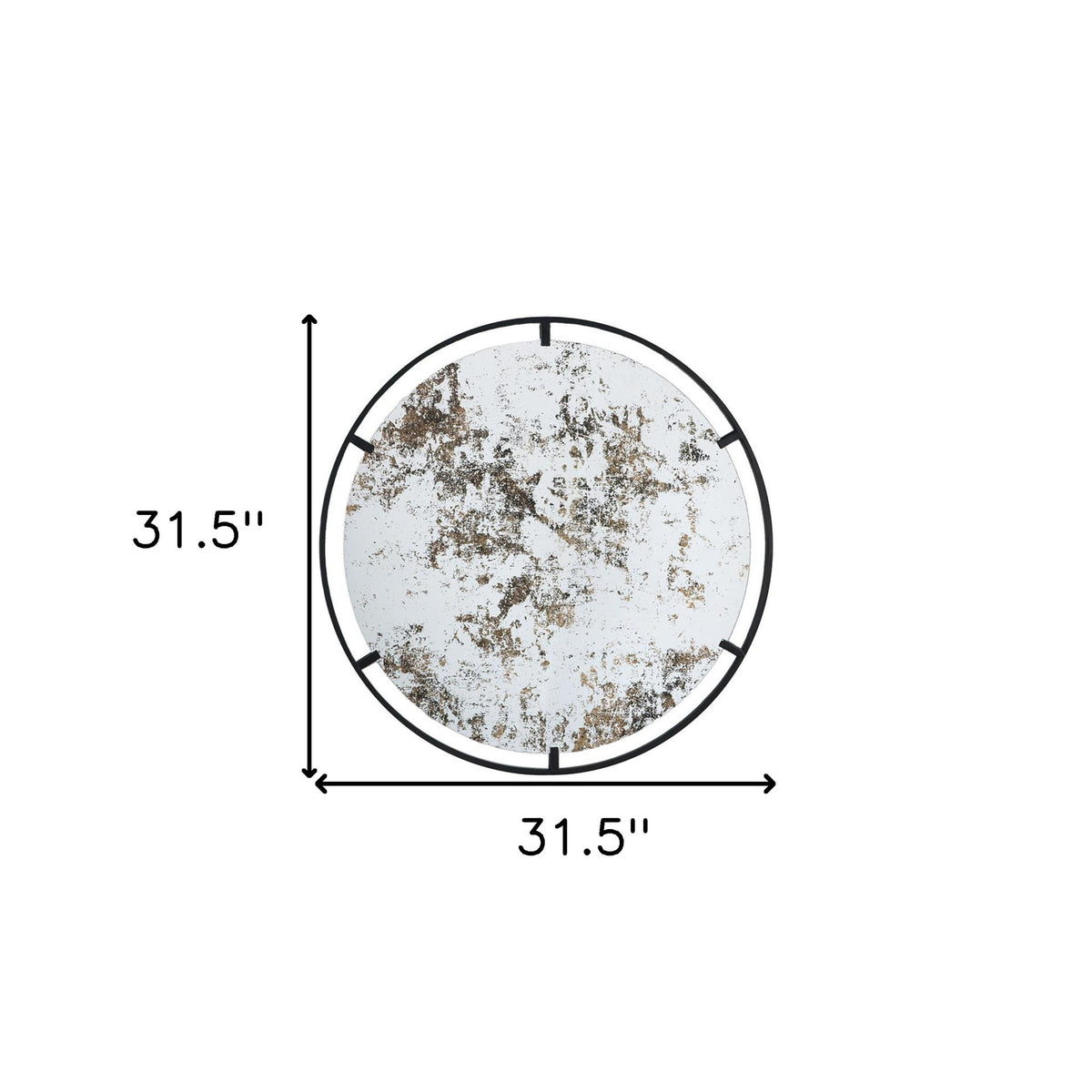32" Black Round Iron Framed Accent Mirror
