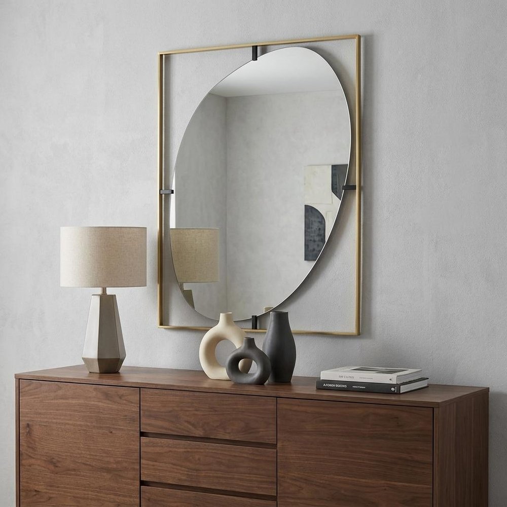 40" Gold Iron Framed Accent Mirror