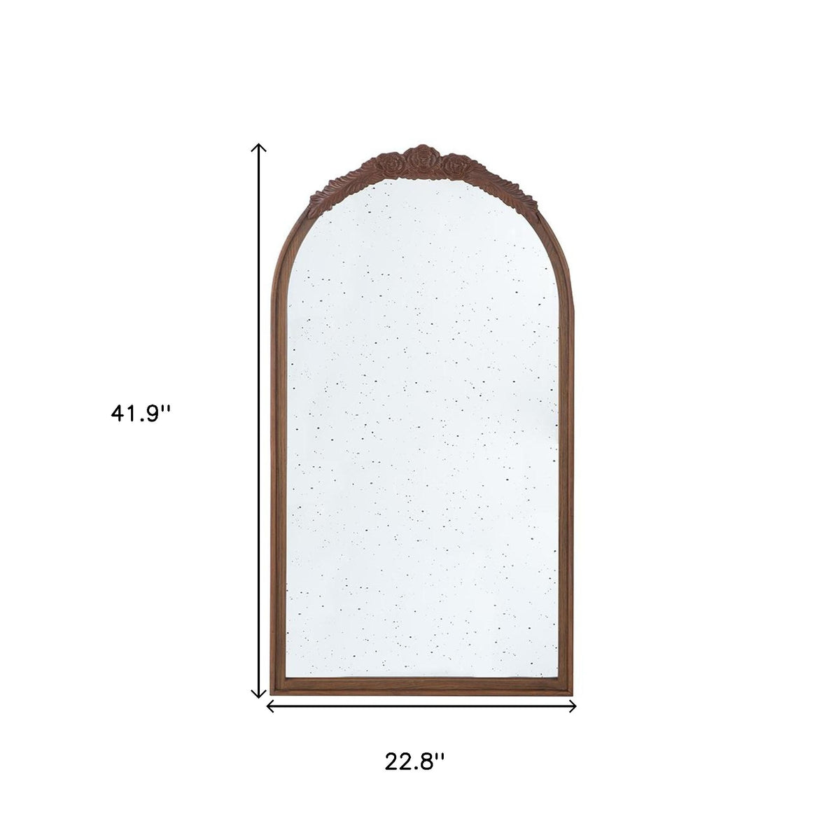 42" Brown Crowned Top Antiqued Glass Arch Framed Accent Mirror