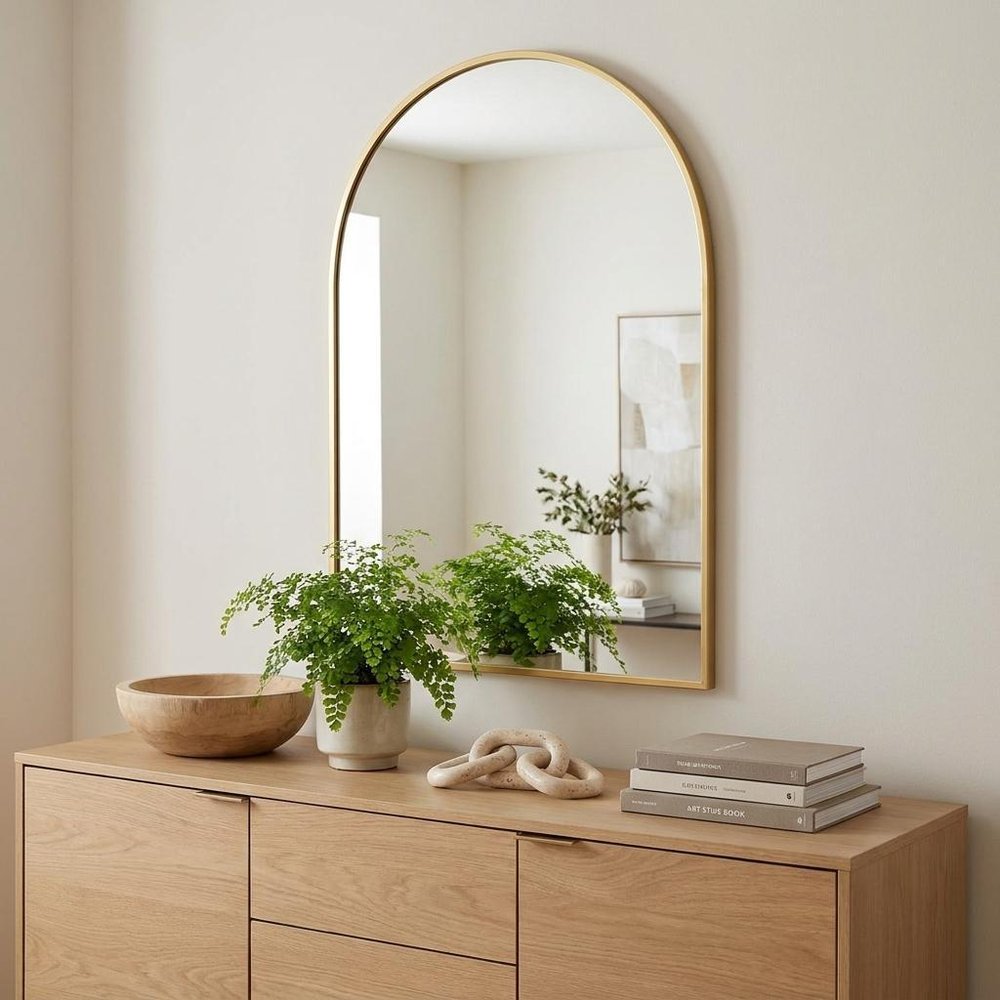 36" Gold Arch Iron Framed Accent Mirror