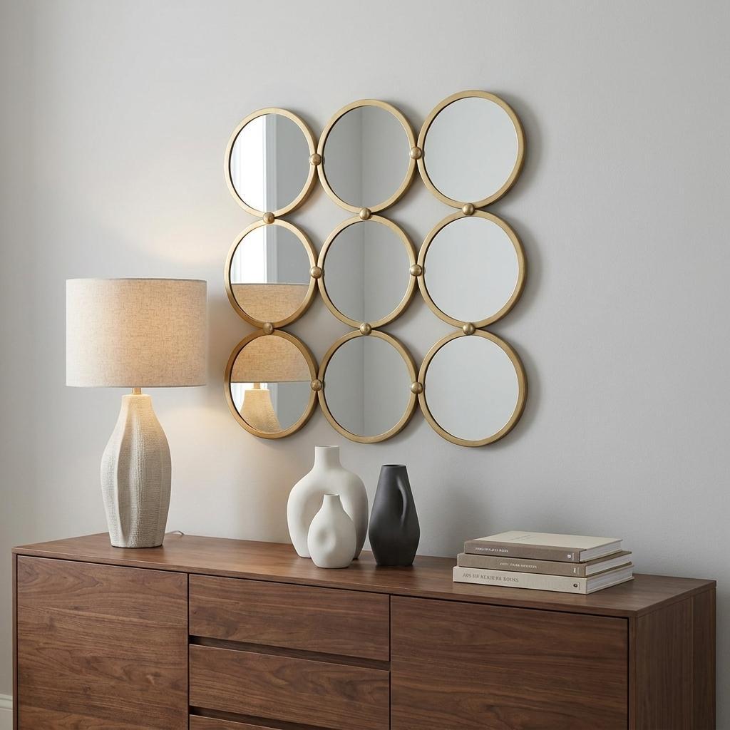 27" Gold Square Iron Framed Accent Mirror