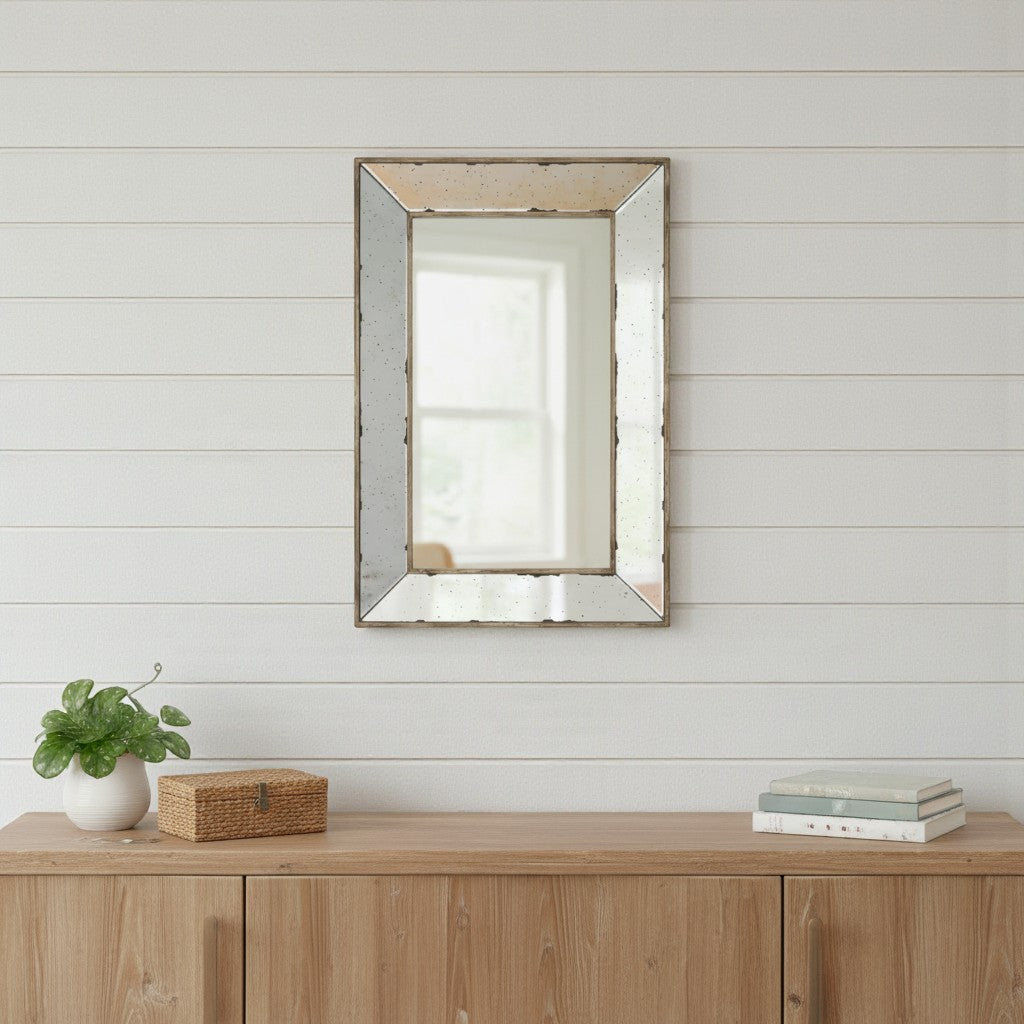 20" Silver Framed Antiqued Accent Mirror