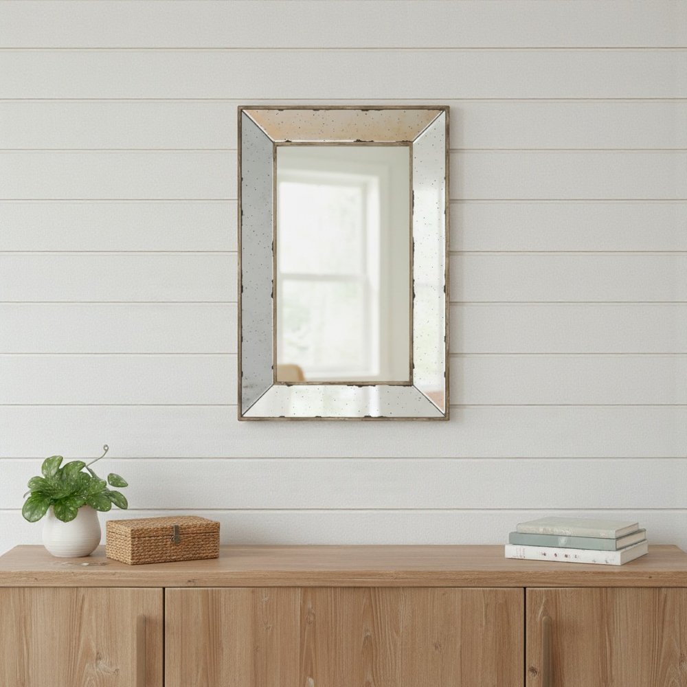 20" Silver Framed Antiqued Accent Mirror