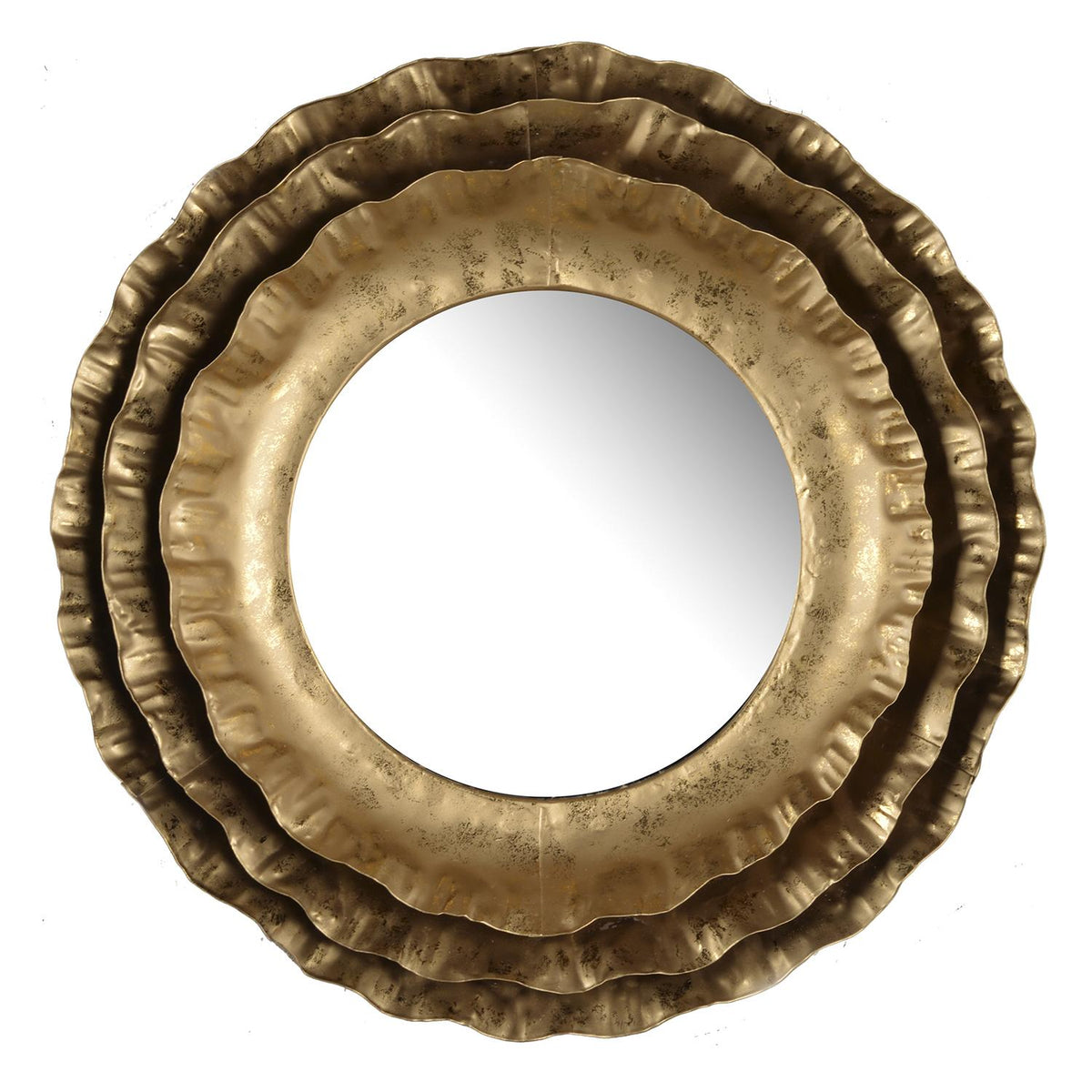 16" Gold Round Iron Framed Accent Mirror