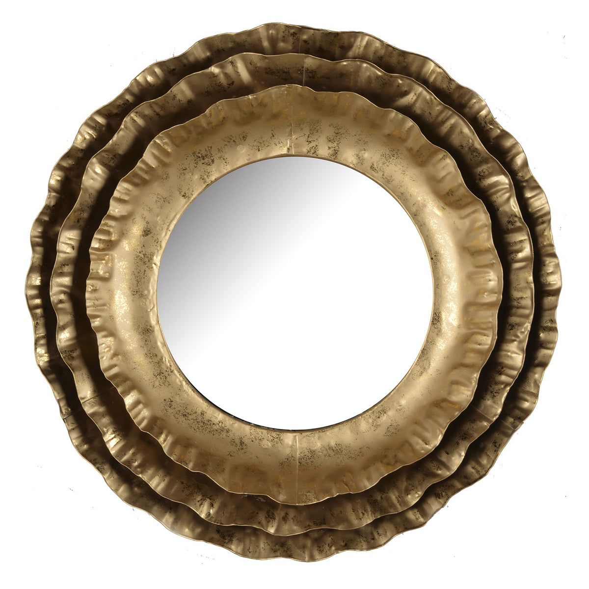 16" Gold Round Iron Framed Accent Mirror