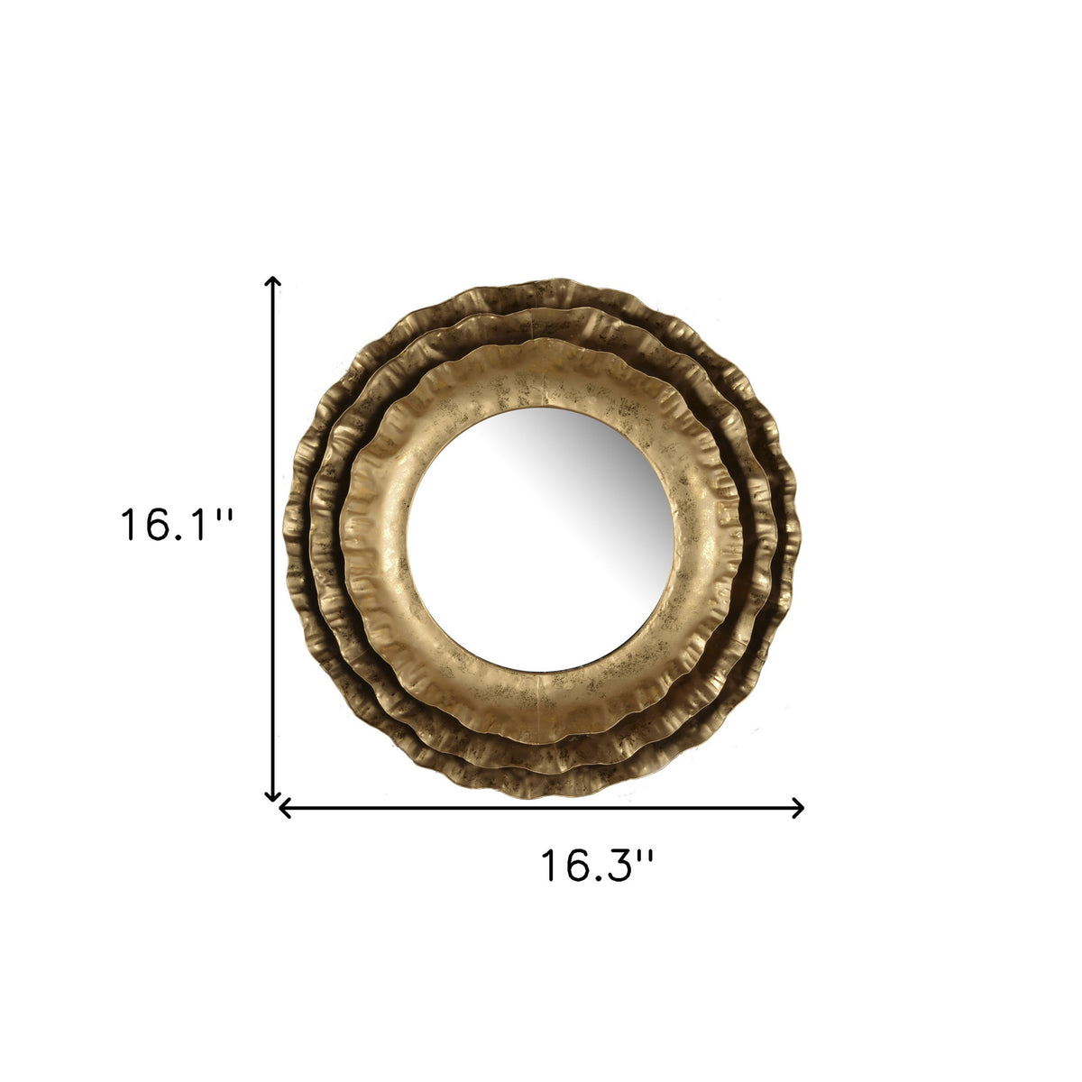 16" Gold Round Iron Framed Accent Mirror