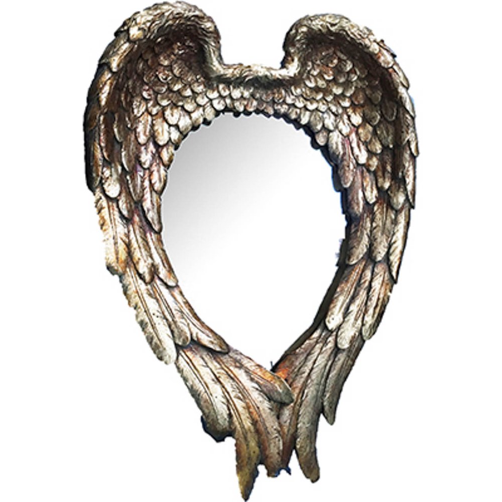 22" Antiqued Gold Heart Resin Framed Accent Mirror