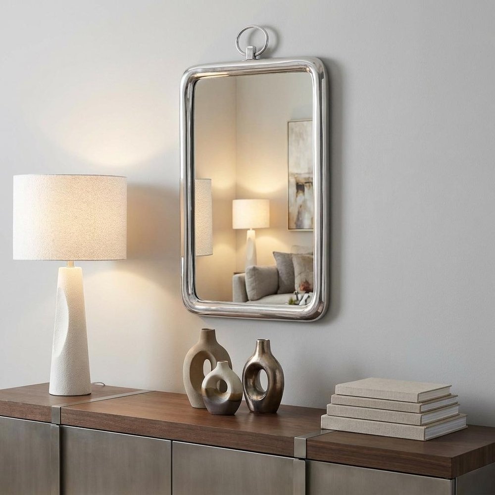 18" Silver Aluminum Framed Accent Mirror