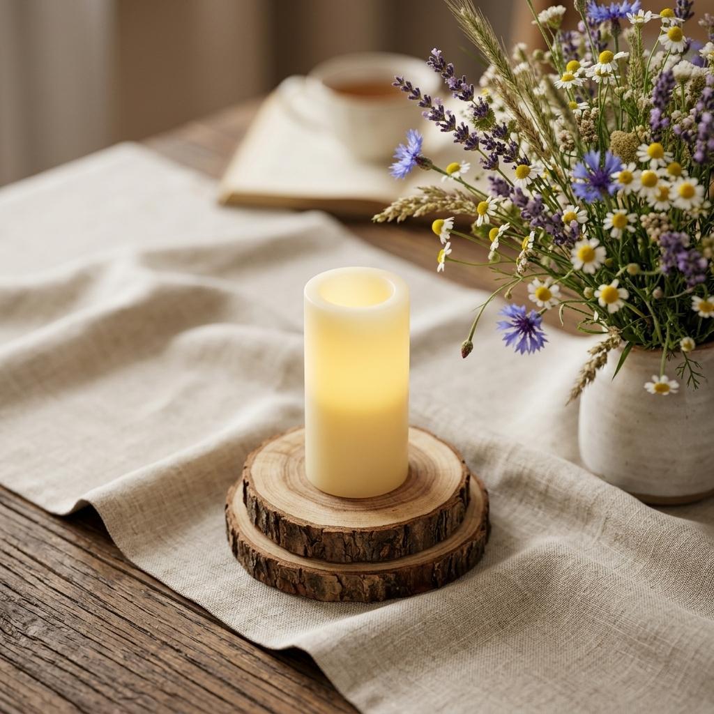 6" Ivory Flameless Pillar Candle