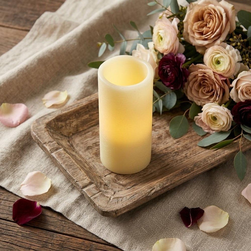 8" Ivory Flameless Pillar Candle