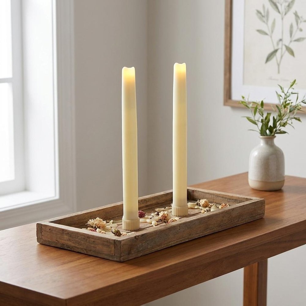 Set of Two Ivory Flameless Taper Candle