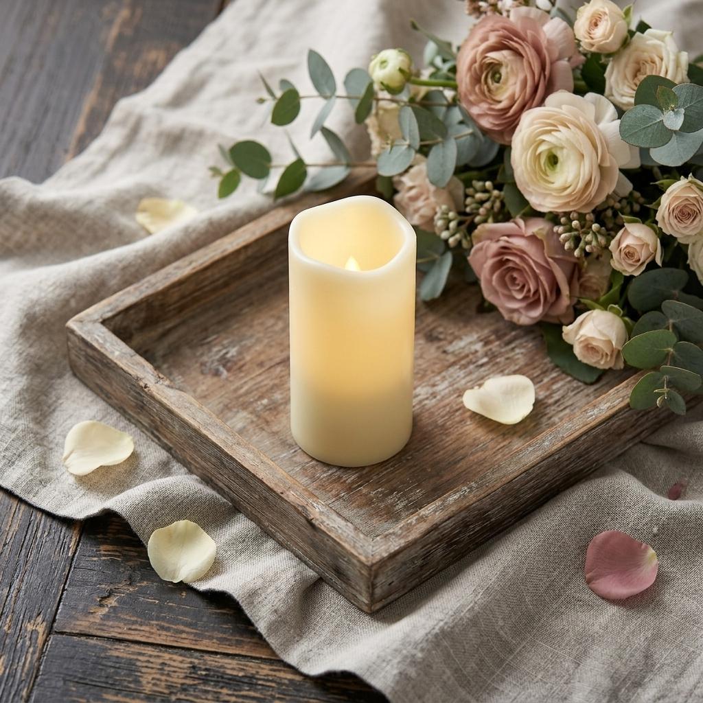 6" Ivory Flameless Indoor Outdoor Pillar Candle