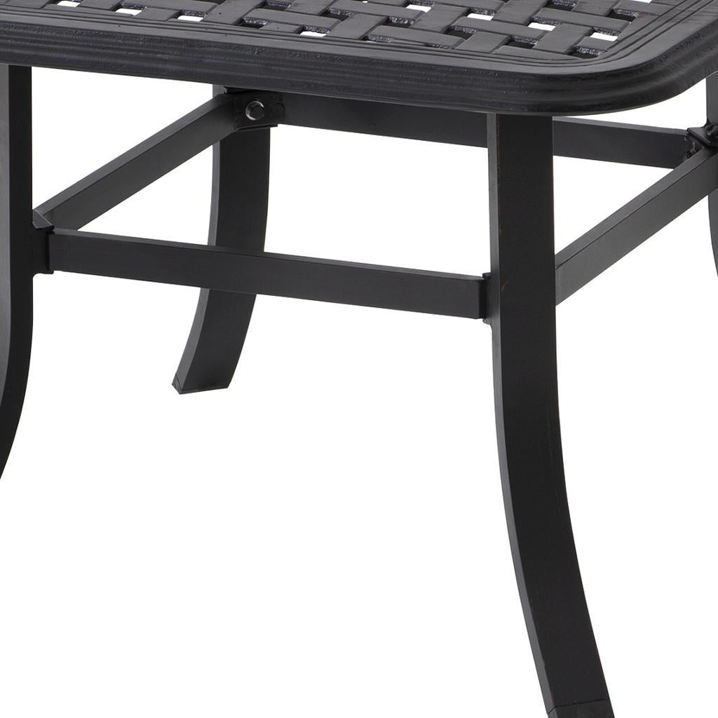 24" Black Square Metal Outdoor Bistro Table with Umbrella Hole