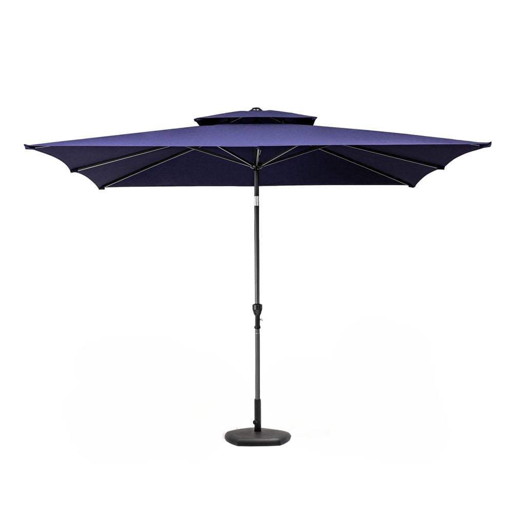 9' Navy Blue Polyester Rectangular Tilt Market Patio Umbrella
