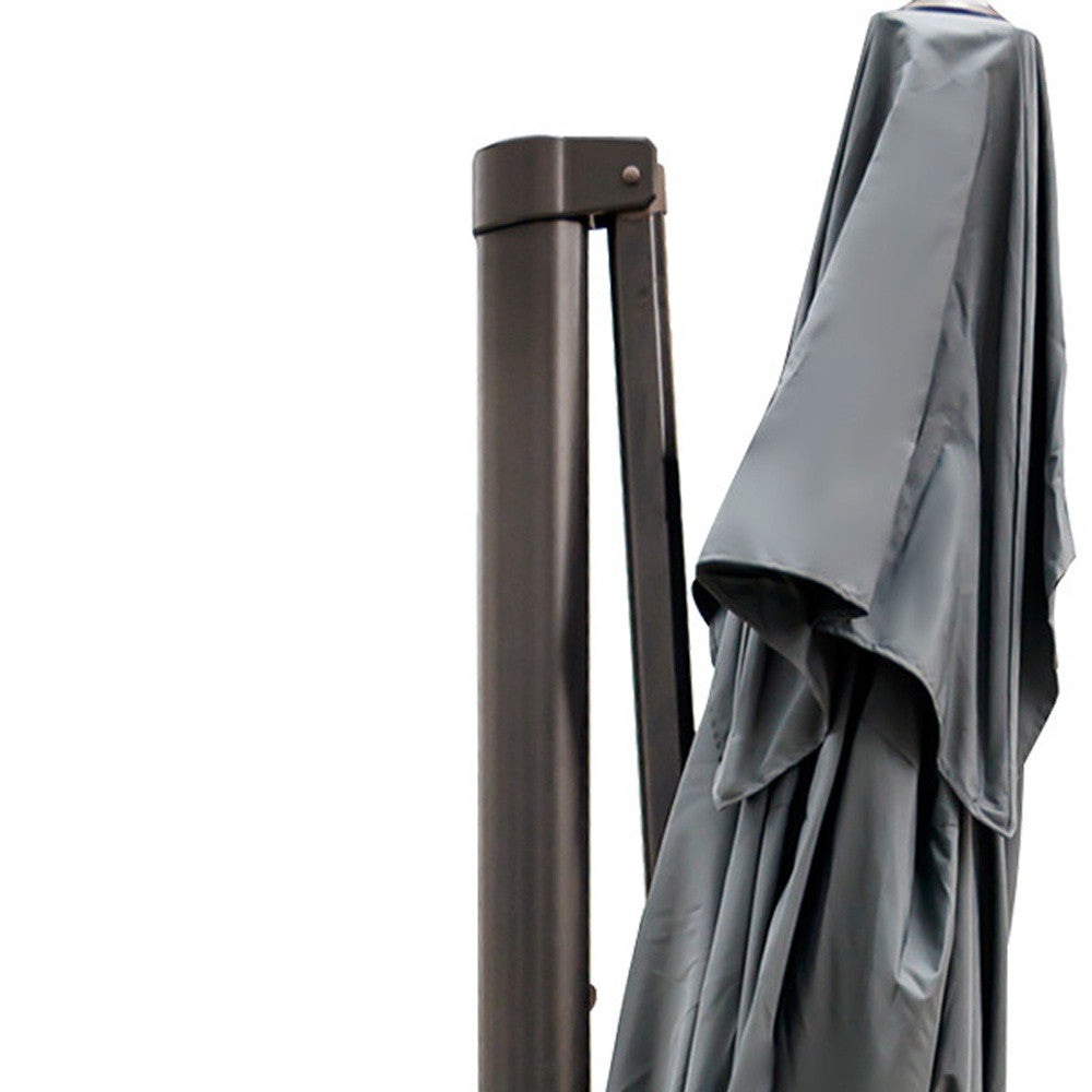 13' Gray Polyester Rectangular Tilt Cantilever Patio Umbrella with Stand