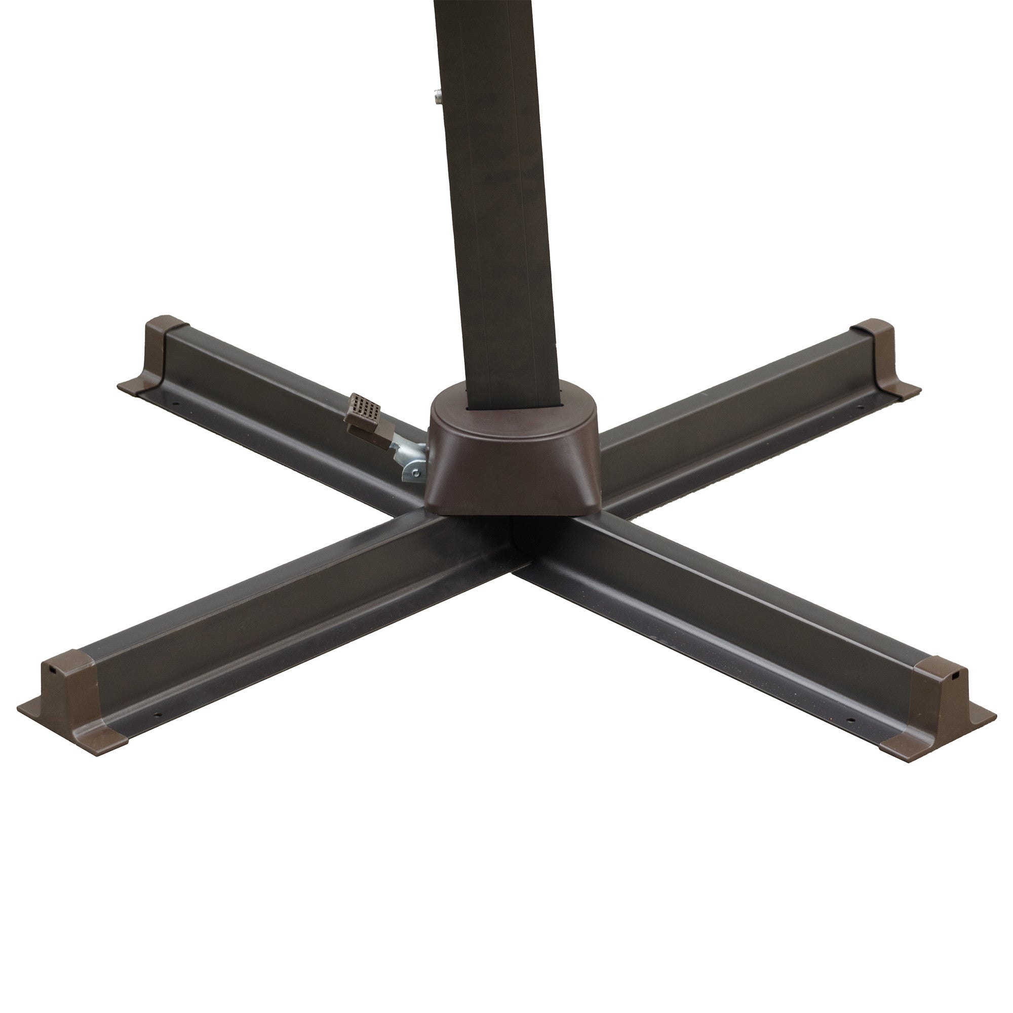 10' Navy Blue Polyester Square Tilt Cantilever Patio Umbrella with Stand