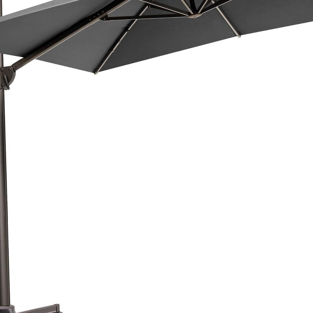 11' Gray Polyester Round Tilt Cantilever Patio Umbrella with Stand