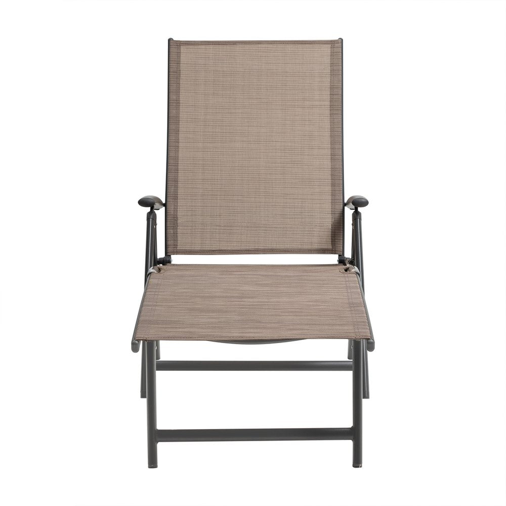 Set of Two Espresso Aluminum Eight Position Adjustable Outdoor Folding Chaise Lounges