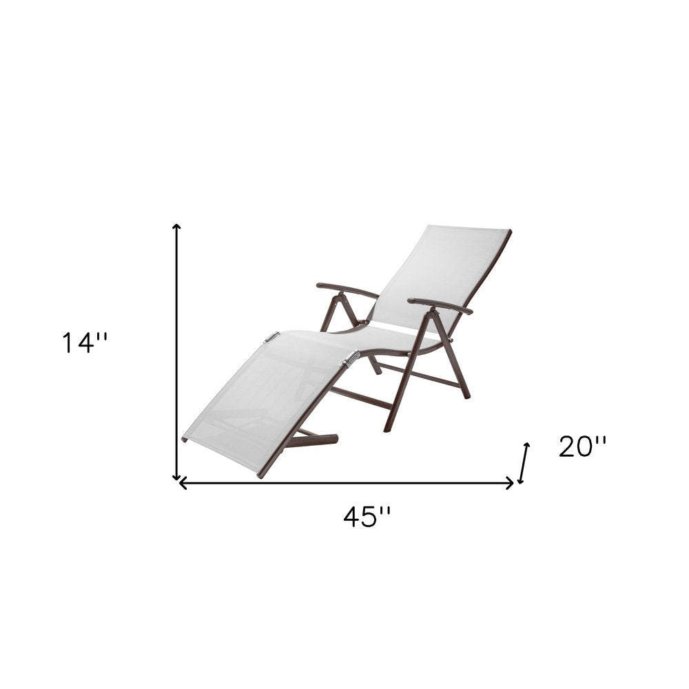 Set of Two Light Gray Aluminum Outdoor Folding Chaise Lounges