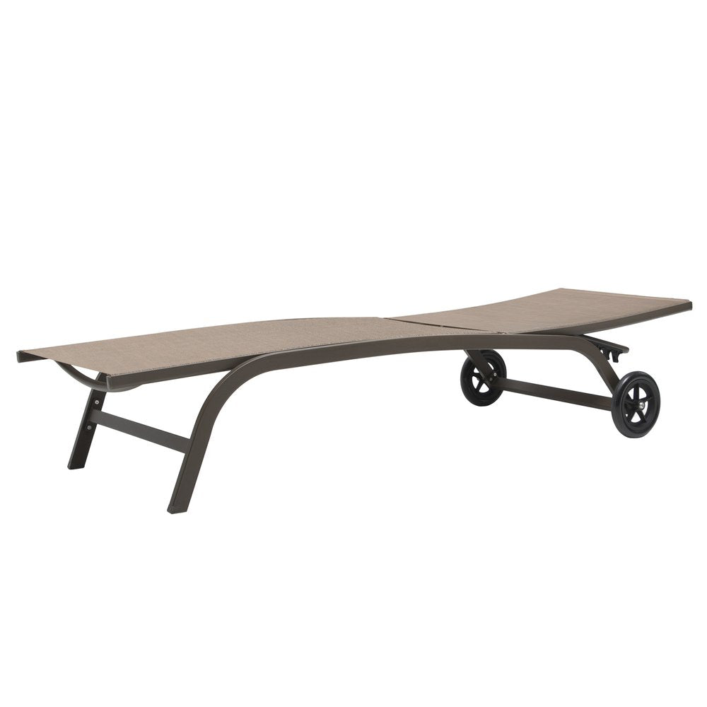 Set of Two Brown Aluminum Six Position Adjustable Outdoor Chaise Lounges