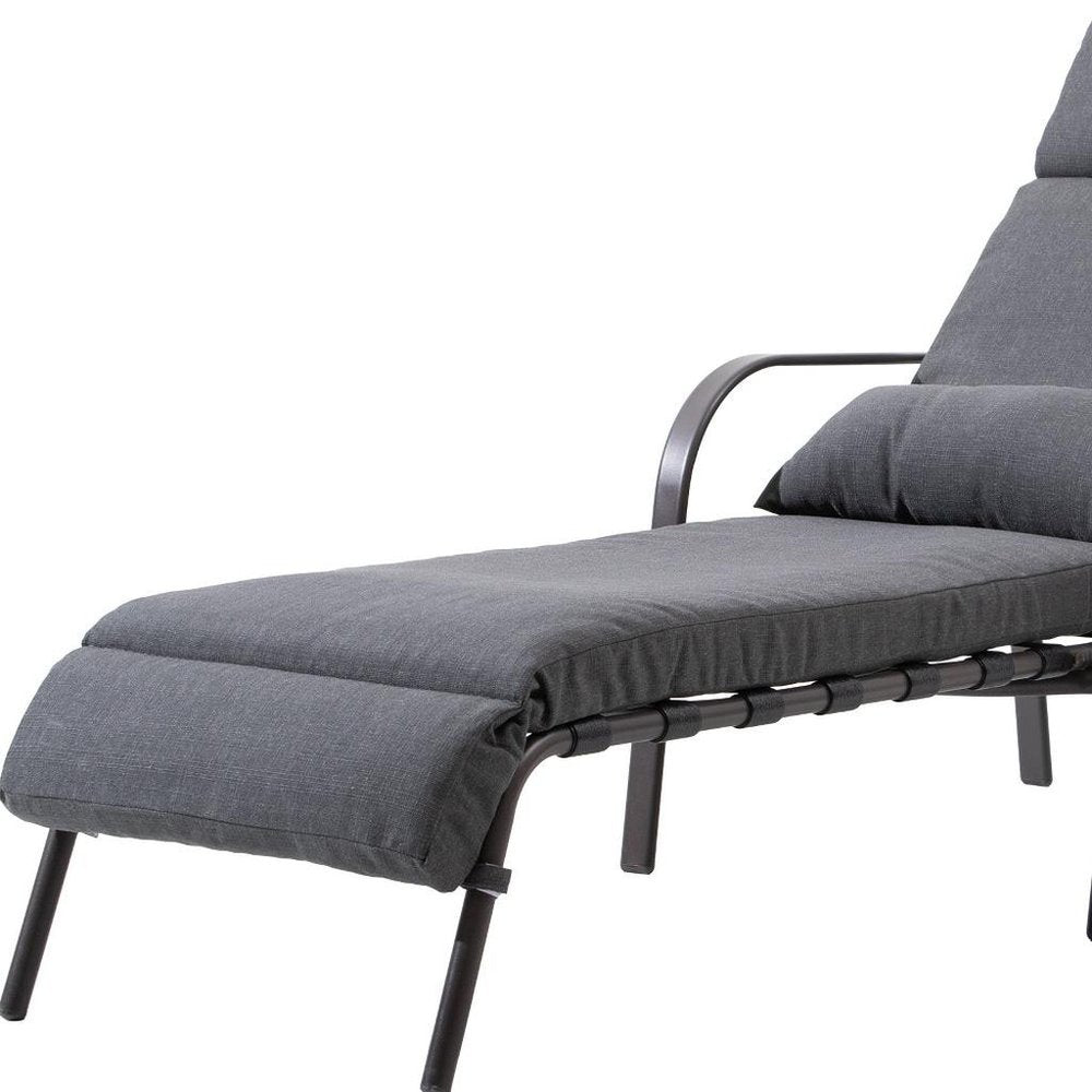 40" Dark Gray Aluminum Six Position Adjustable Outdoor Chaise Lounge with Gray Cushion