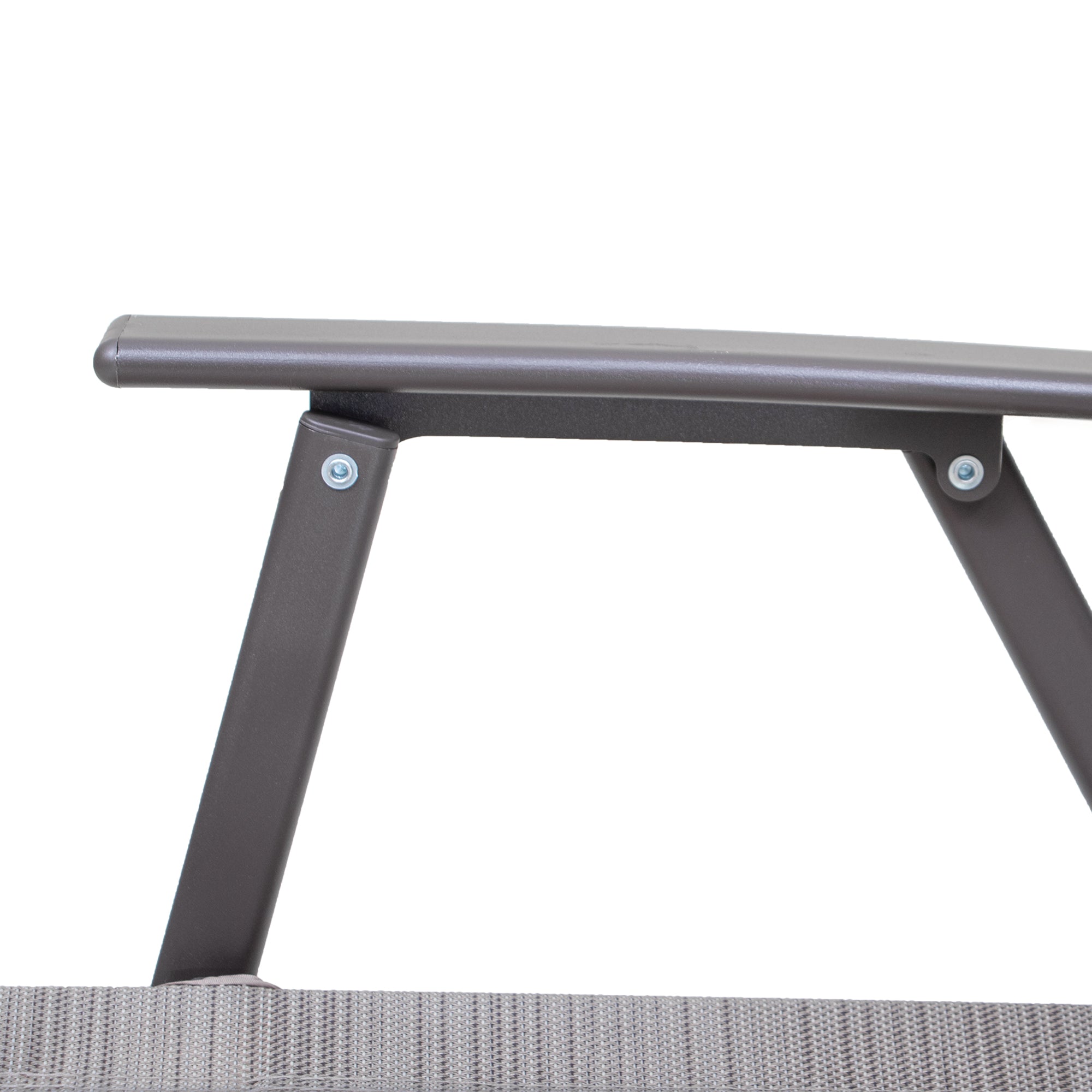 Set of Four 35" Brown Steel Sling Outdoor Folding Arm Chairs
