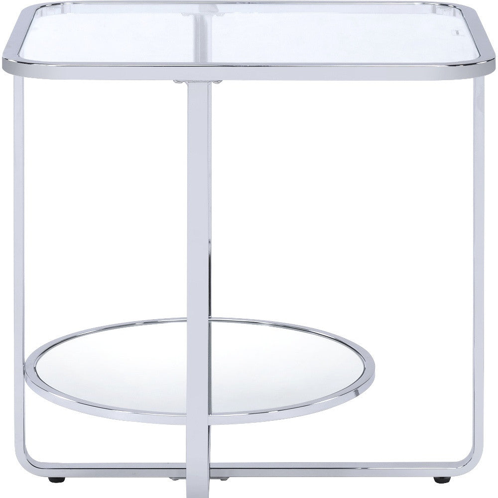 24" Chrome And Clear Glass Rectangular End Table