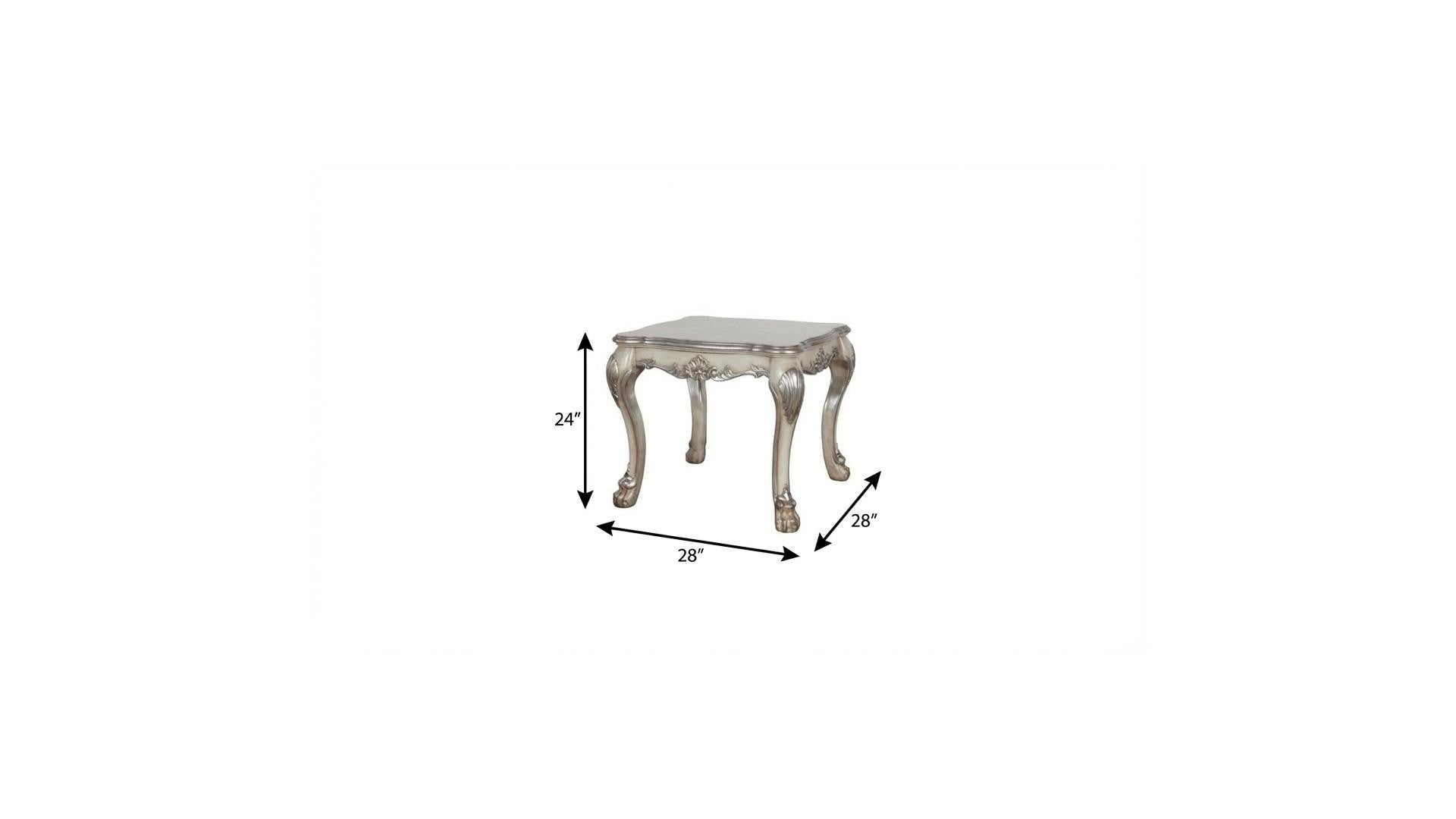 24" Vintage Bone White Solid Wood And Polyresin Square End Table