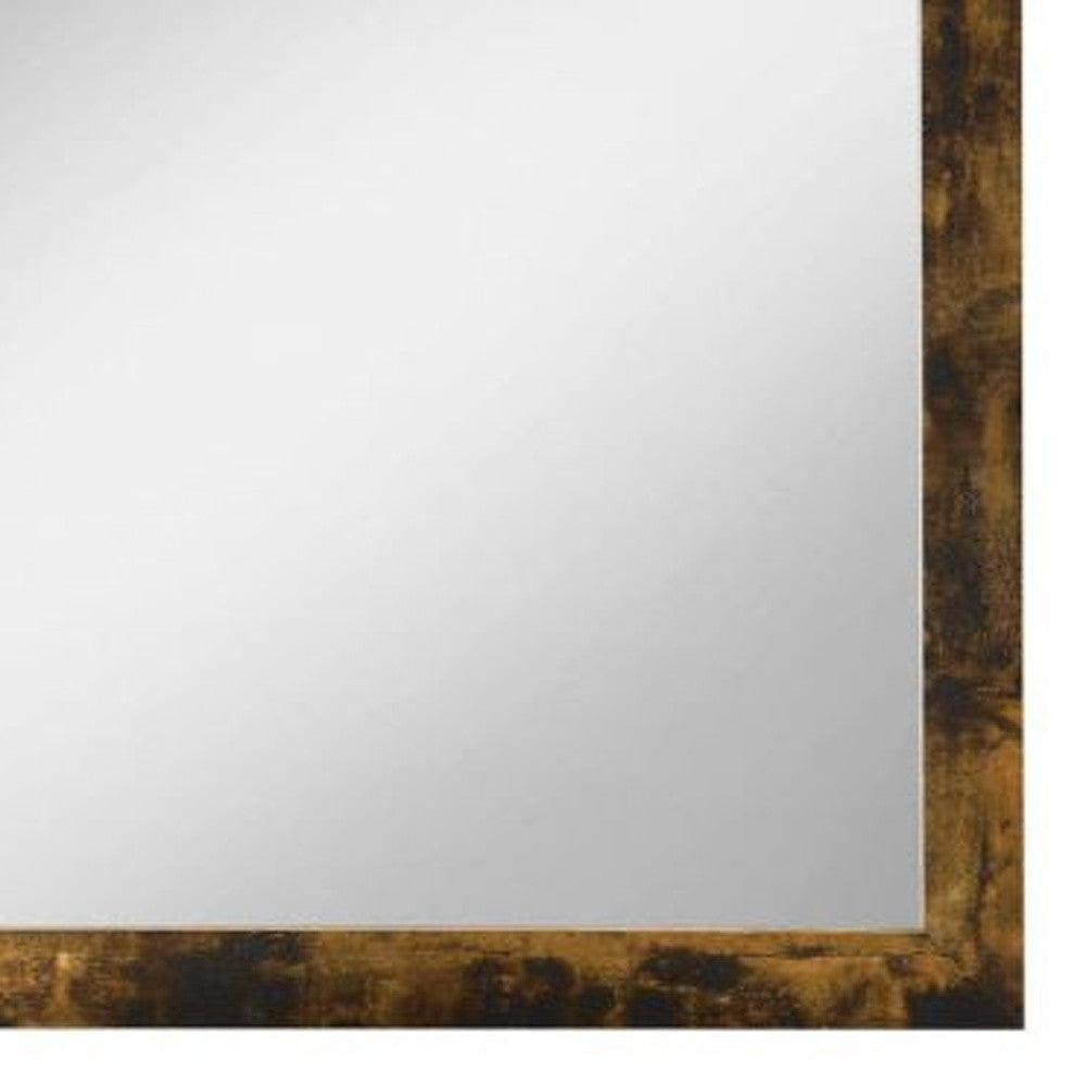 35" Rustic Oak Rectangle Dresser Mirror Mounts To Dresser With Frame