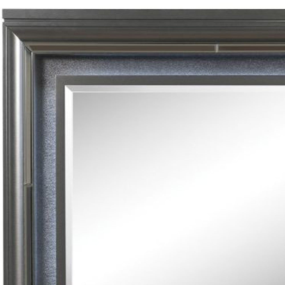 39" Metallic Gray Lighted Arch Dresser Mirror