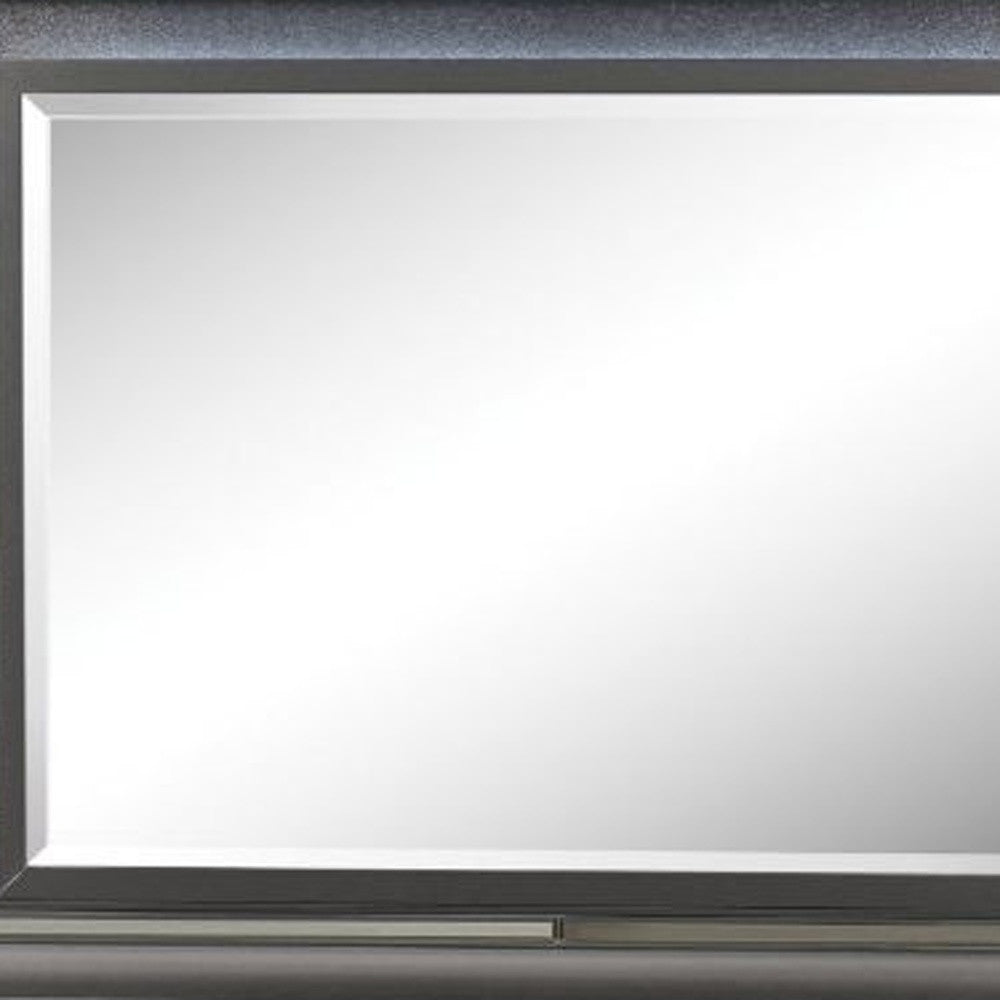 39" Gunmetal Lighted Wood Framed Mounted Dresser Mirror