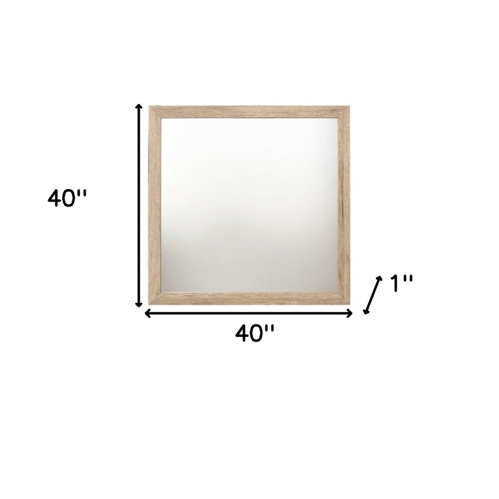 40" Natural Square Wood Framed Accent Mirror
