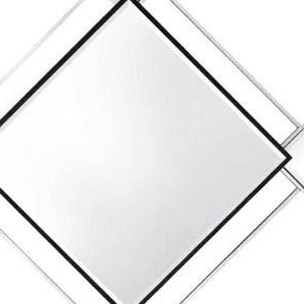 45" Gray And Black Abstract Metal Framed Accent Mirror