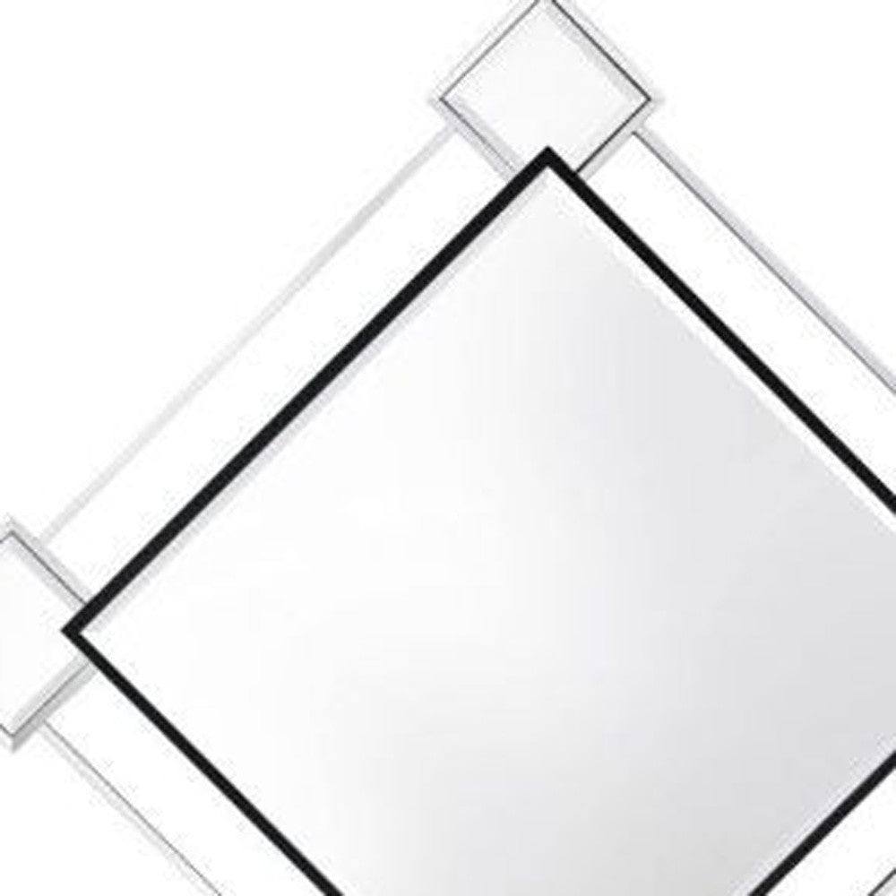 45" Gray And Black Abstract Metal Framed Accent Mirror