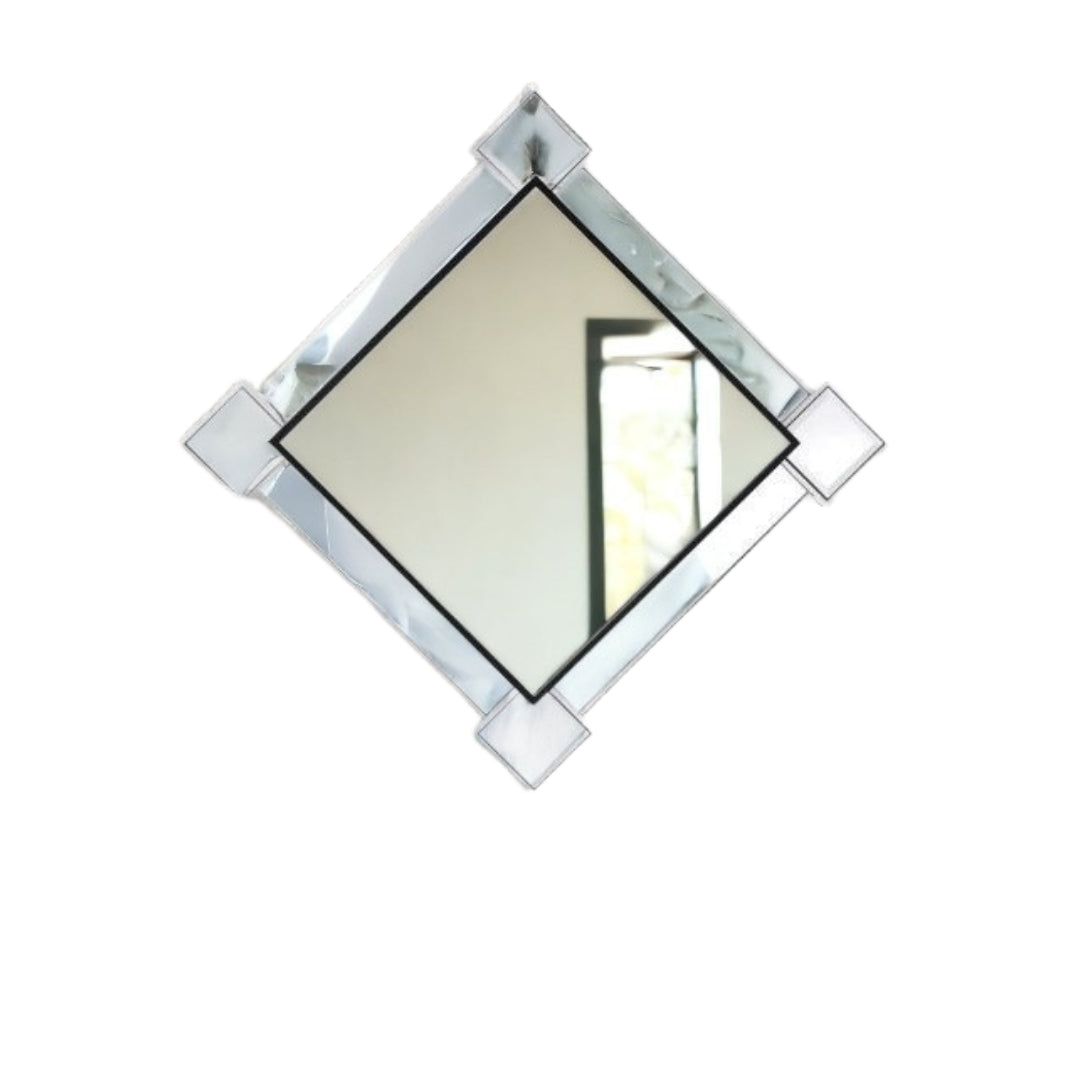 45" Gray And Black Abstract Metal Framed Accent Mirror