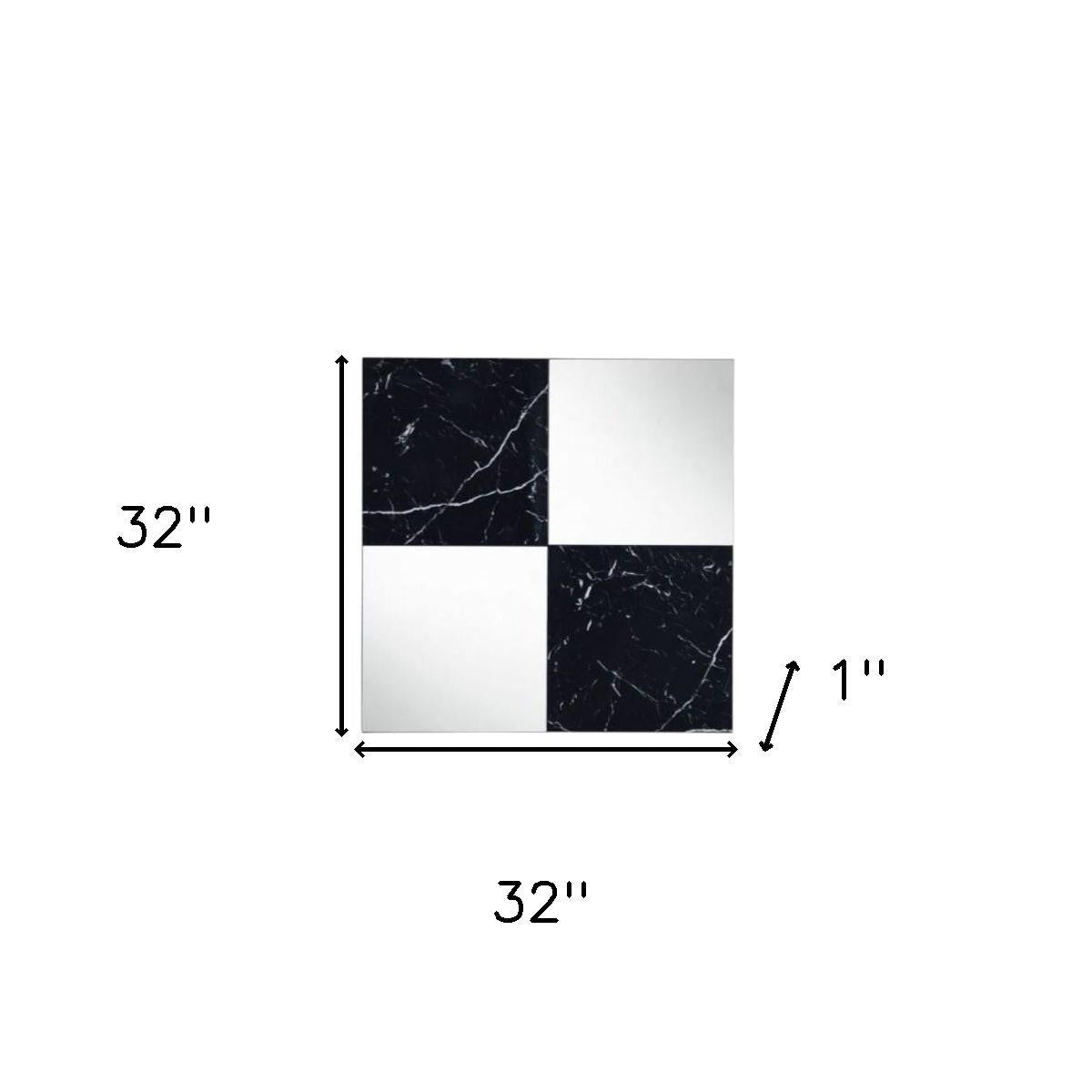 32" Black And Gray Square Wood composite Framed Accent Mirror