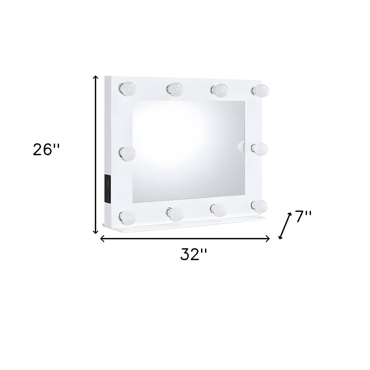 26" White Metal Framed Mounted Accent Mirror