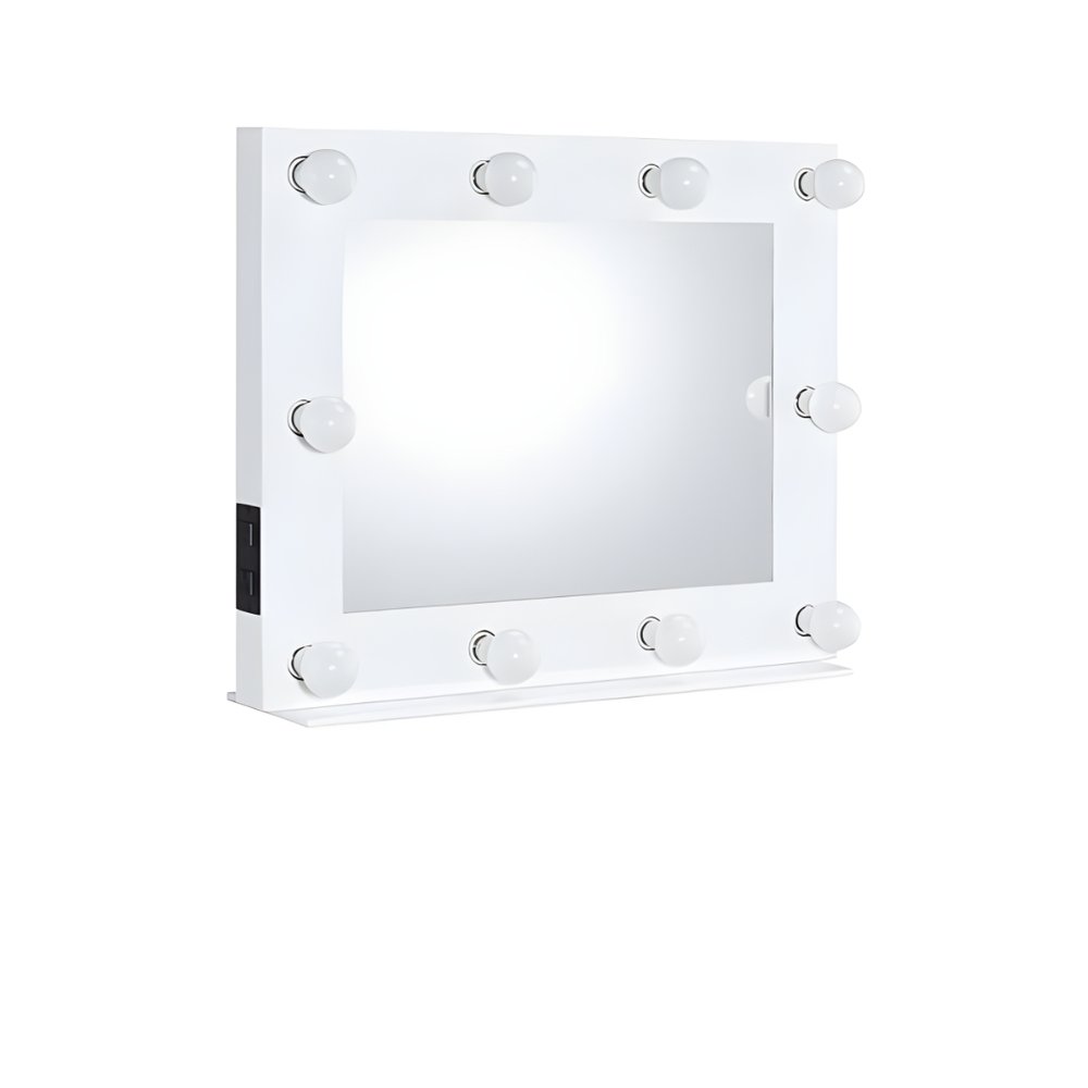 26" White Metal Framed Mounted Accent Mirror