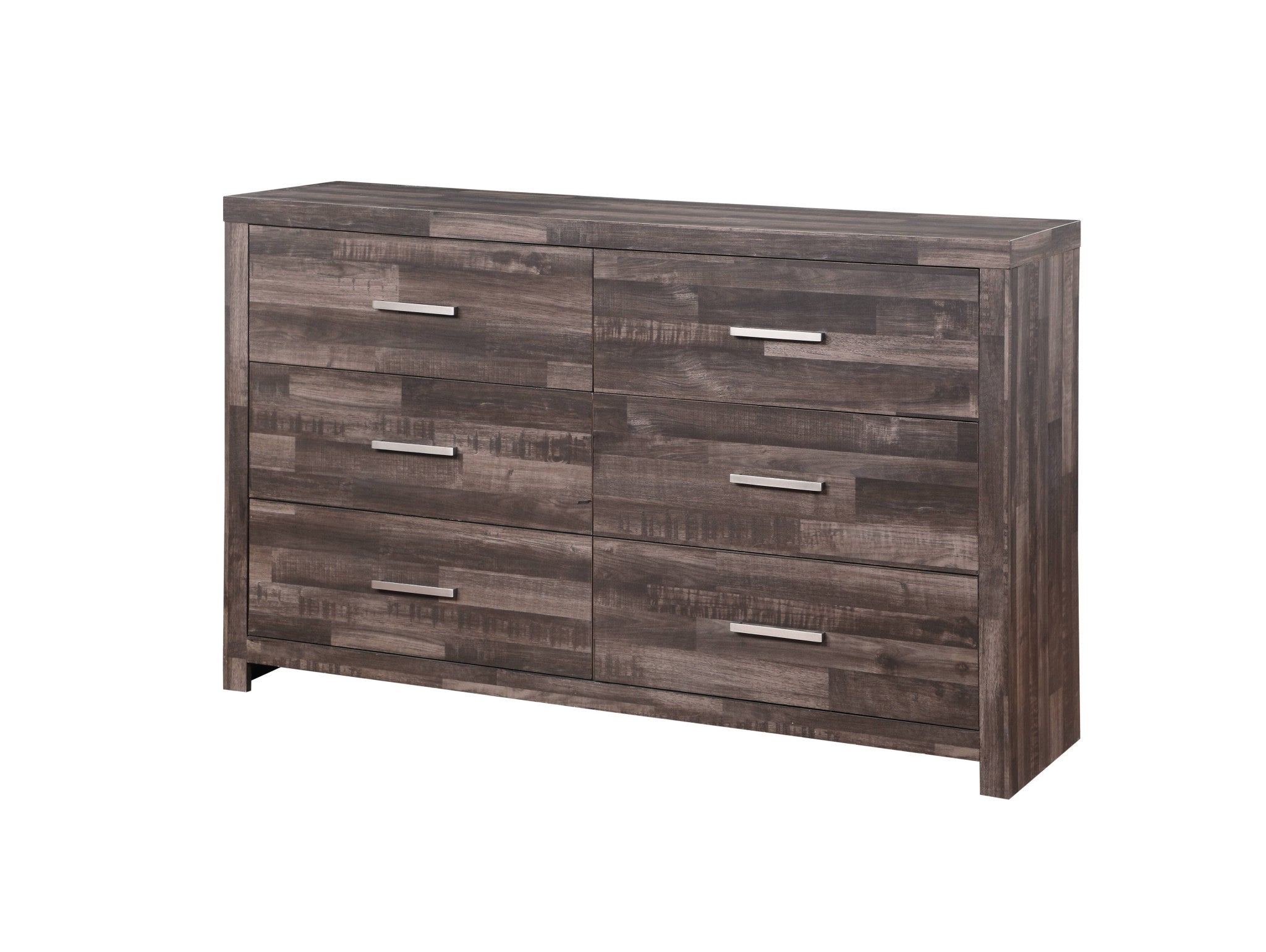 60" Dark Brown Solid and Manufactured Wood Six Drawer Double Dresser