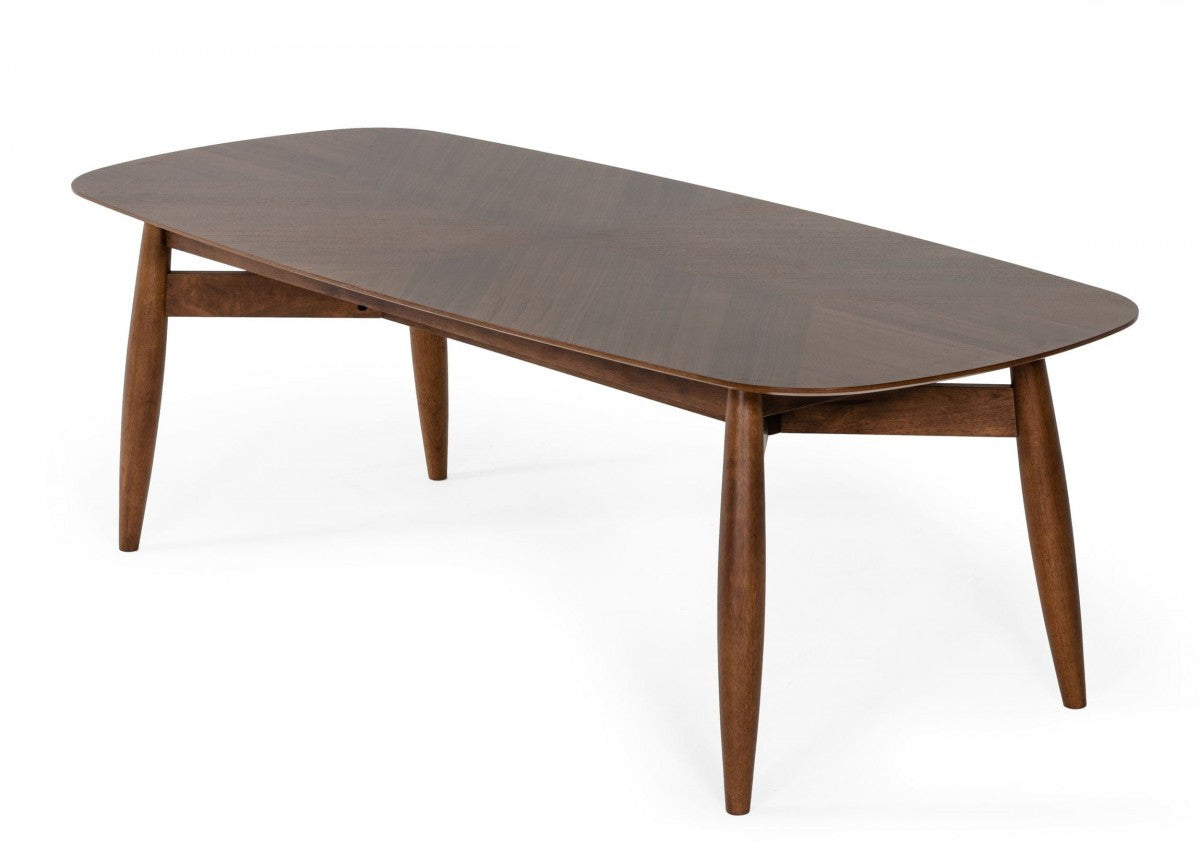 95" Walnut Rounded Rectangular Solid Wood Dining Table