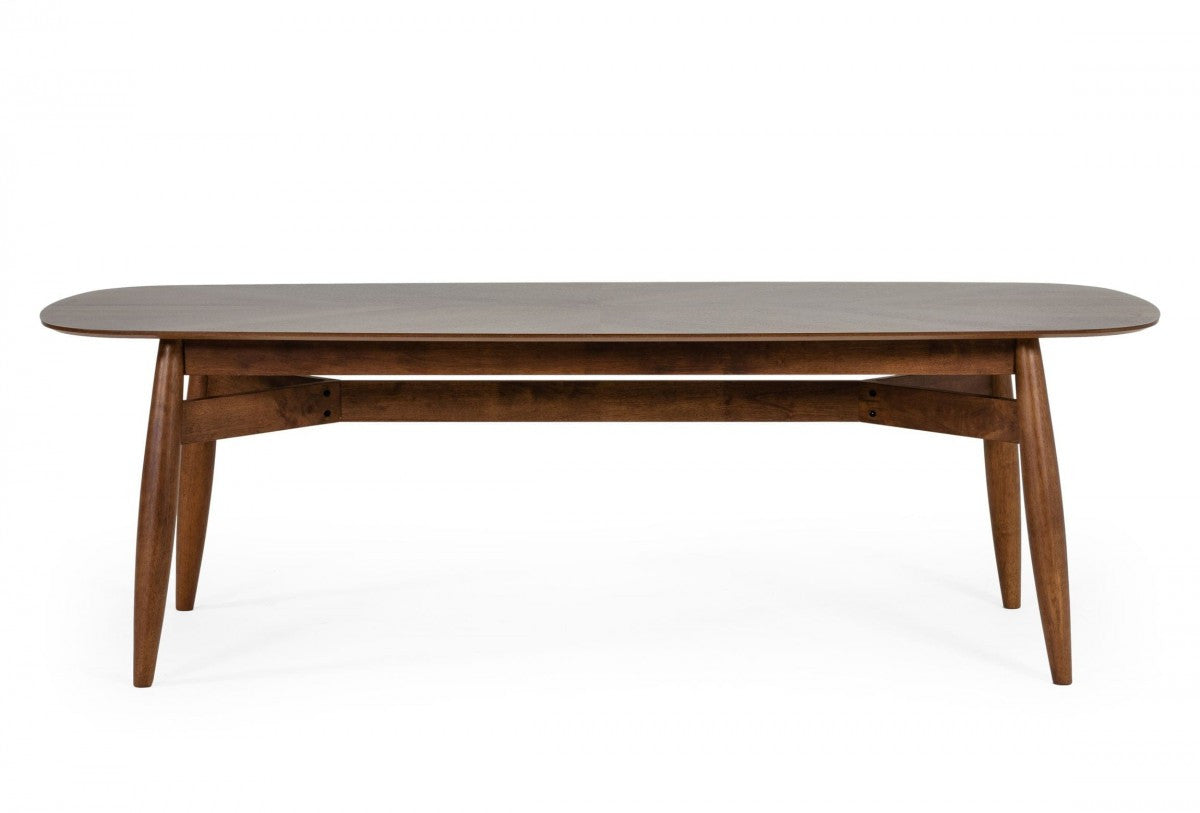 95" Walnut Rounded Rectangular Solid Wood Dining Table