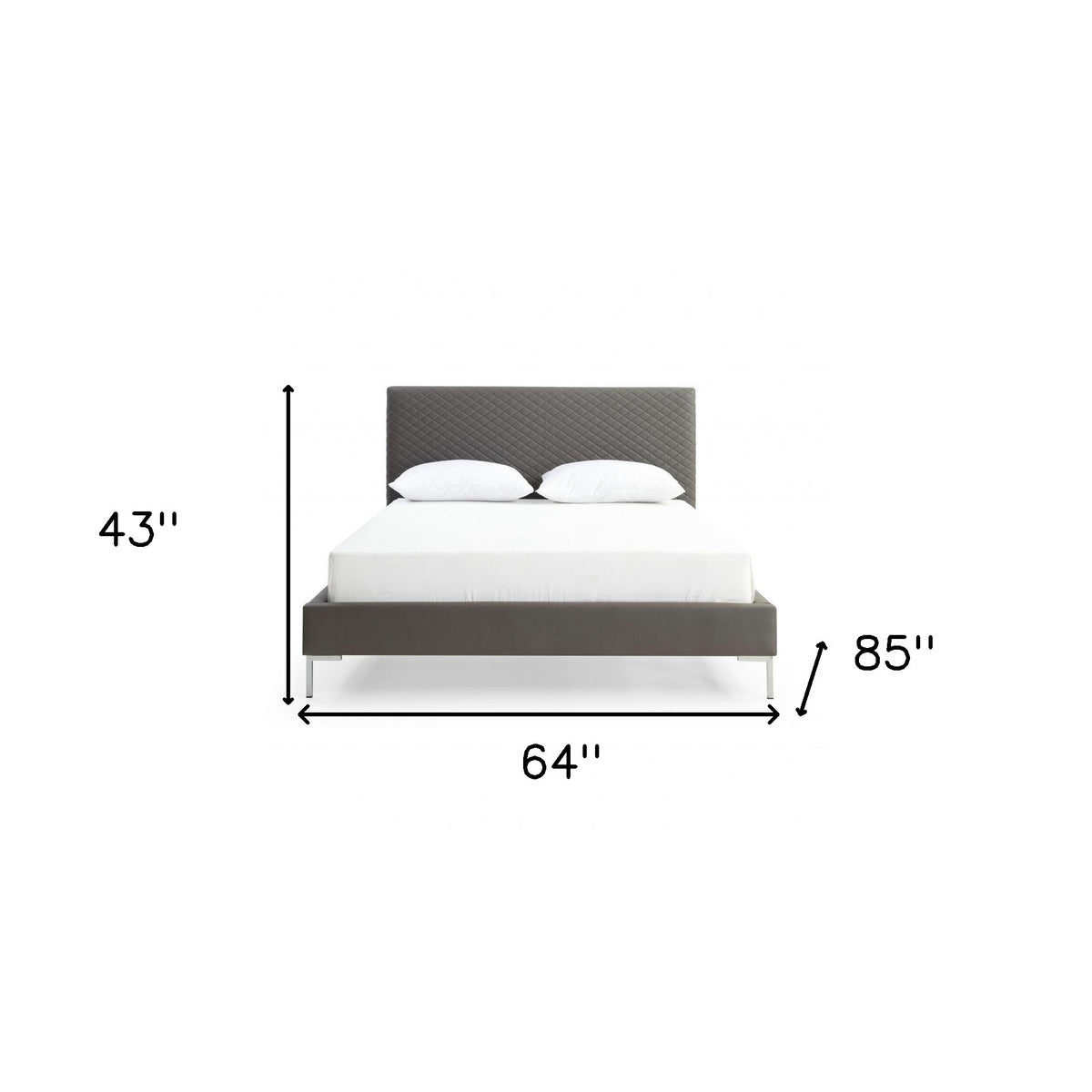 Dark Gray Faux Leather Queen Bed Frame