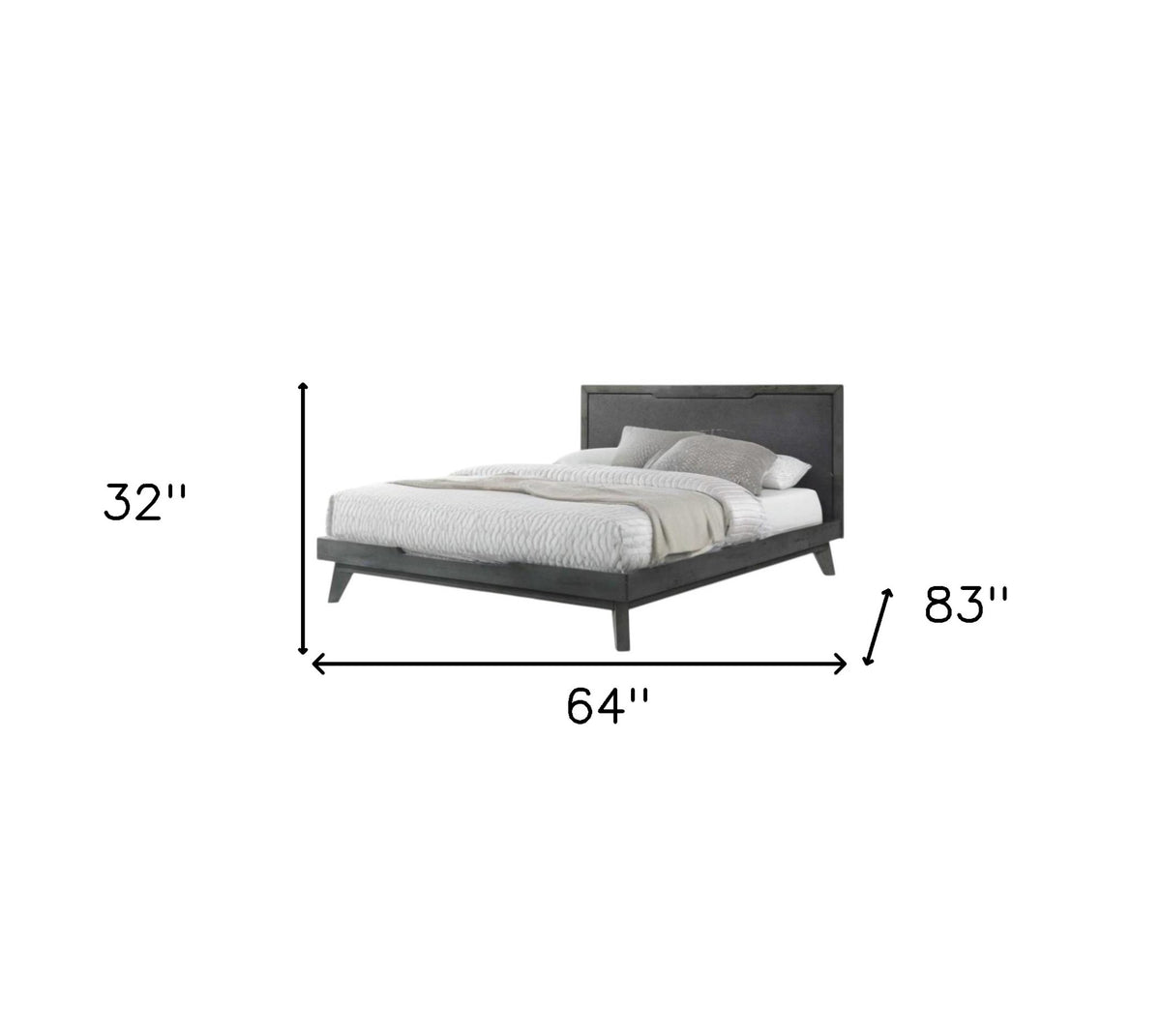 Gray Wood And Linen Queen Bed Frame
