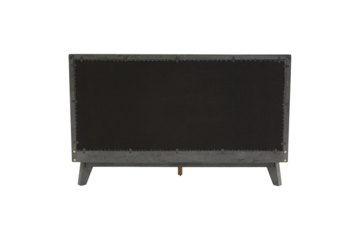 Gray Wood And Linen King Bed Frame