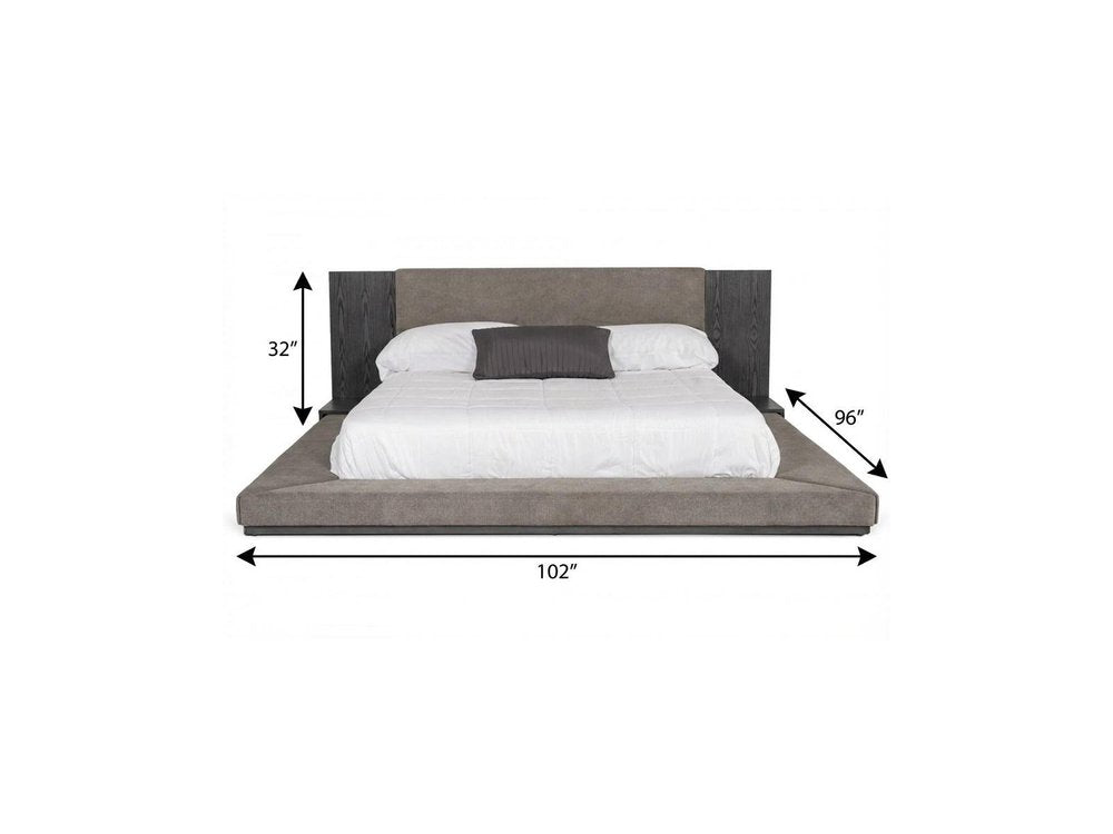 Dark Gray Upholstered King Bed Frame