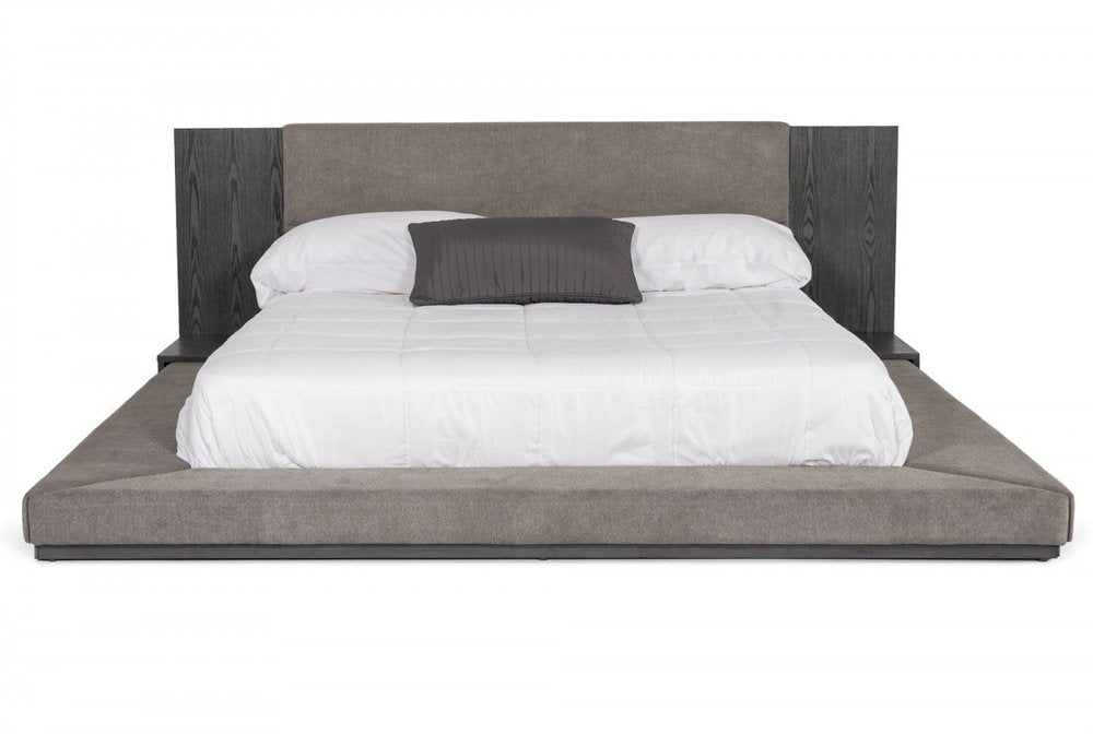 Dark Gray Upholstered King Bed Frame